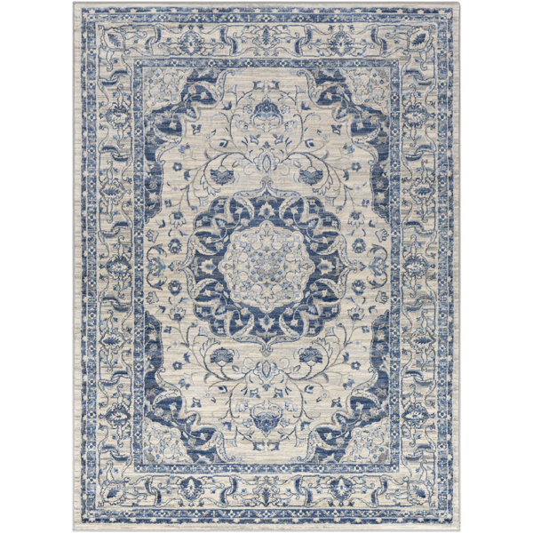 Charlton Home® Swaney Performance Beige/Blue/Gray Rug & Reviews Wayfair